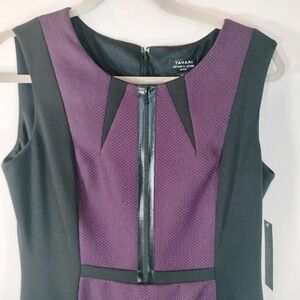 Tahari Arthur S. Levine Plum Purple Black Colorblock Sheath Dress NWT